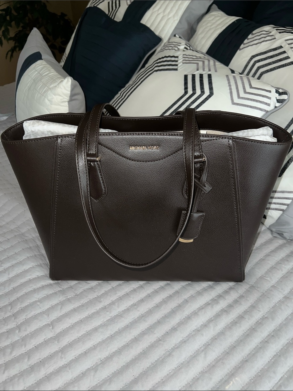 Michael Kors Dark Brown Leather Tote Bag NWT
